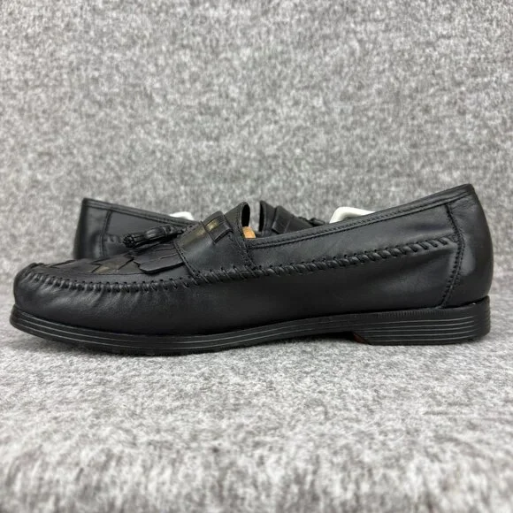 ✅Earth Shoe Mens 13 Alan II Black Leather Tassel Kilti Slip-On Moc Toe Loafers - Picture 11 of 12